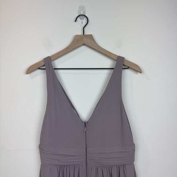 Lulus Maxi Dress Size M Lilac Taupe Ruched A-Line Chiffon Gown LEADING ROLE - Picture 9 of 11